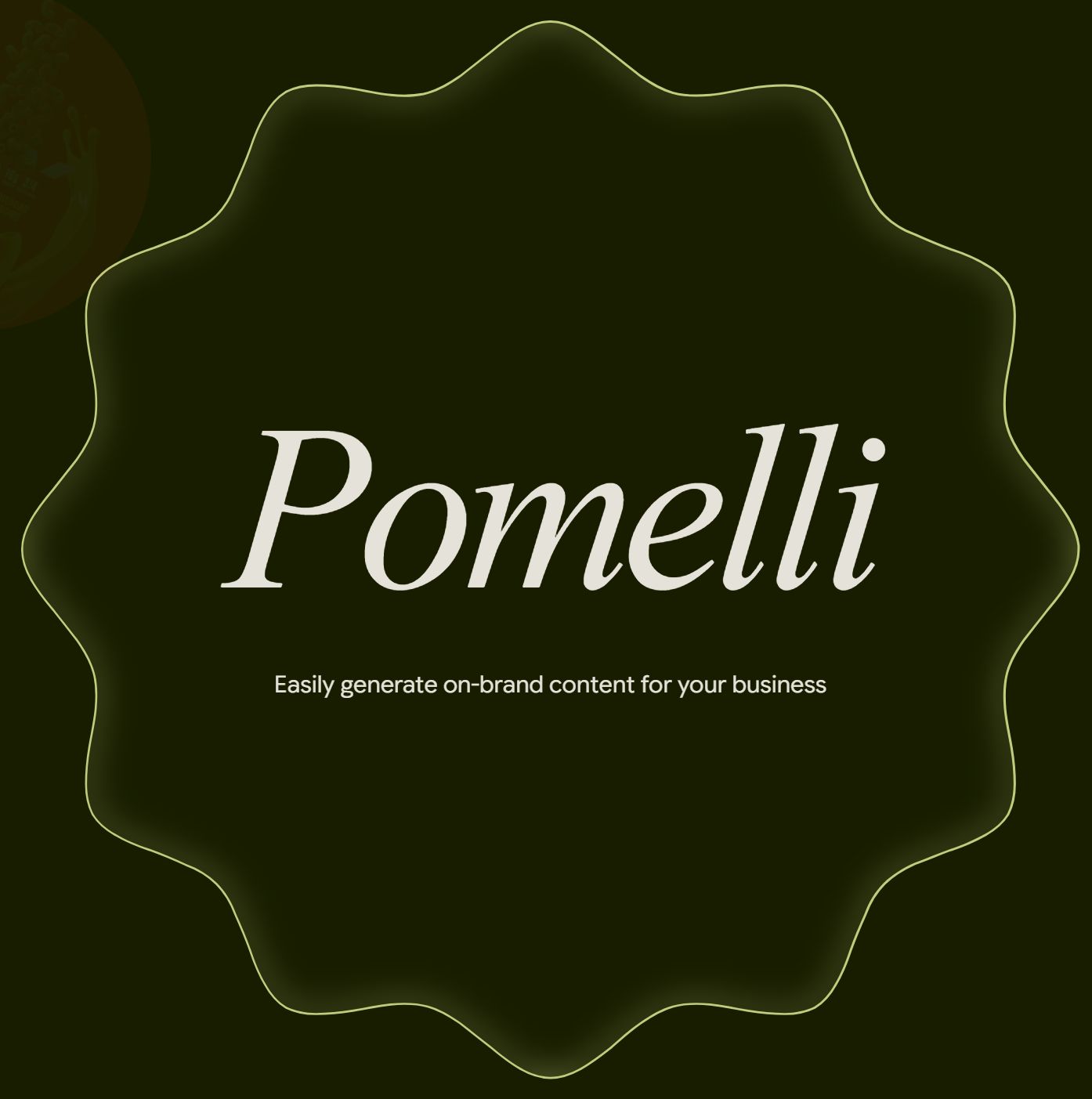 Pomelli's title screen with the line Easily generate on-brand content for your business